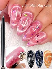 FULL BEAUTY 3D双头美甲磁棒，二合一吸盘钢珠磁笔，花旋猫眼UV凝胶指甲油磁笔美甲工具配件 - 彩色 - 查看 9