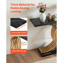 39 In Gold Console Table, Modern Desk Behind The Couch, Wood Rectangle Entrance Desk, Narrow Long Sofa Table Accent Stand With Metal Legs For Hallway, Bedroom, Living Room, Foyer, Easy Assembly - 39inch - 查看 5