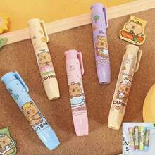 1支/3支装卡通水豚橡皮擦，可伸缩铅笔橡皮擦，创意可爱纸板气球橡皮擦，适用于学校和办公室，美术文具用品，返校必备，PVC椭圆形，返校礼物 - 彩色 - 查看 16