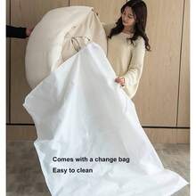 Puff Puf Silln Incluido Sof Funda de Silla de Puff Sin Relleno Adultos y nios, Decoracion Habitacion Juvenil, Funda de Puff Salon, White - gris - Ver 7