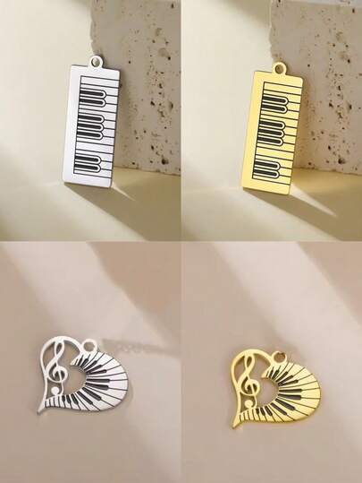 AMAXER 1 pieza Colgante con forma de corazón de piano musical de acero inoxidable, adecuado para hacer joyas DIY, pulseras, collares, regalo perfecto para amantes de la música, amigos, parejas