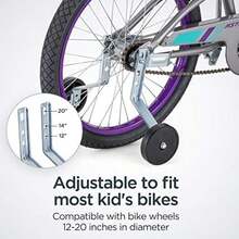 Schwinn - Ruedas de Entrenamiento para Bicicletas de 12 a 20 Pulgadas, Incluye Accesorios de Montaje, Soportes de Acero Ajustables, Desmontables, Divertidas calcomanías Adhesivas, fáciles de Instalar(Estrellas y flores) - Multicolor - Ver 4