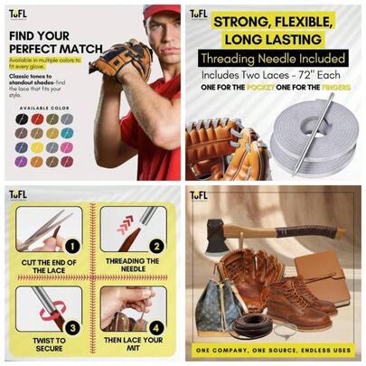 Softball and Baseball Glove Lace Kit Mitt Lace Glove Repair Lacing Kit 2 Leather Laces with Lacing Needle Catchers Glove