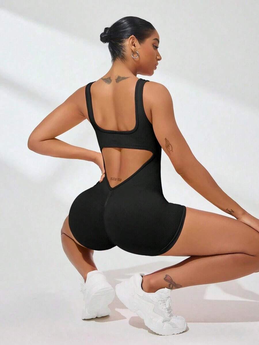 Slayform Women's Athletic Fitness Jumpsuit, Dance Yoga Outfit Gym Women Outfit - màu nâu - Xem 1