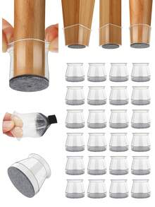 12/24/40 piezas Protectores de piso de silicona para patas de silla, Almohadillas antiarañazos para muebles, Tapas reductoras de ruido para patas de silla, Deslizadores de muebles para pisos de madera dura, Adecuado para cocina, sala de estar, dormitorio y cafetería - Gris claro transparente - Ver 8