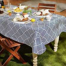 Impermeable Prueba de derrames Mantel de Vinilo, Perfecto para Todas Las Estaciones, Interior, Exterior Picnics y compartifa Fiesta Fiesta o Uso Diario, Azul Marino( Grid), Redondo de 177.8 cm, 1(177.8 x 132.1 cm (Rectangular) Azul) - Multicolor - Ver 6