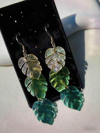 Fashionable St Patricks Day Earrings - Acrylic Trio Leaf Dangles - Chic Jewelry For Women - Perfect For Daily Wear & Parties