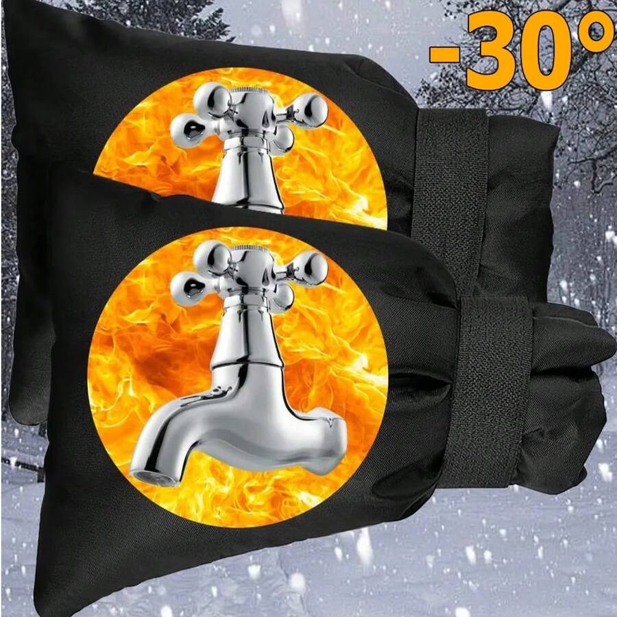 1/2 Stück Außenhahn Abdeckung - Verdickte Oxford Stoff & Baumwolle isolierte Wasserhahn Schutzhülle, wasserdicht frostschutz Zapfenabdeckung für Winterrohre, strapazierfähiger Frostschutz für Garten, Hof und Hausinstallationen