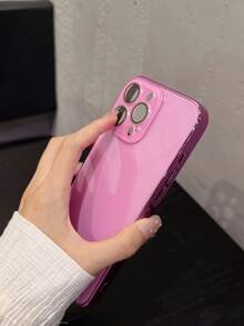 3-In-1 Soft Silicone Phone Case With Lens, Colorful Ring Design, Raised Corners, Shock-Proof Protection Compatible With IPhone 17 Pro Max/17 Pro/17 Air/11/11 Pro/11 Pro Max/12/12 Pro/12 Pro Max/13/13 Pro/13 Pro Max/14/14 Pro/14 Pro Max/14 Plus/15/15 Pro/15 Plus/15 Pro Max/X/XR/XS Max/7G/7 PLUS - Hot Pink - View 4