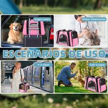 Bolsa Mascotas Plegable Transportadora Gato Perro  Portátil.Mochila grande para mascotas, ideal para gatos, perros y otros animales pequeños,Viajar con tu mascota es fácil. La maleta cómoda y diseñada para viajar en avión,¡Esta bolsa portátil permite llevar fácilmente a su mascota en el automóvil, en el tren o incluso en el avión!Bien ventilado y súper cómodo para conducir. El espacio de almacenamiento adicional y los bolsillos permiten mucho lugar para bocadillos, juguetes, alimentos y otras necesidades.Versátil  Se puede usar como bolso de mano o bandolera gracias a su correa ajustable. - rosa rosa - Ver 3