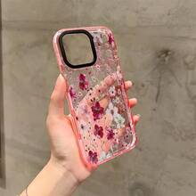 Red Flower Branches Patterned Soft TPU Phone Case Features A Transparent Pink Accent And Acrylic Lens Protection. It's Compatible With IPhone 17/17 Pro Max/17 Air/16/15/14/13/12. It's An Ideal Gift For Christmas And Valentine's Day, Perfect For Boyfriends, Girlfriends, And Family. - Hồng - Xem 2