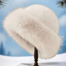 1pc Winter Chic Fluffy Beanie Hat Women - Soft, Plush, And Insulating With Ear - Lightweight, Stretchy, And Breathable Polyester Fabric - Washable And Easy Care - Multicolor - View 3