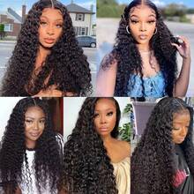 32 34 36 Inch 15A Brazilian Kinky Curly Human Hair Bundles Unprocessed Human Hair Extensions Jerry Curly  Human Hair Bundles Brazilian Virgin Hair Quick Weave Curly Hair Extensions For Women Double Weft Natural Black - Natural Black - View 8