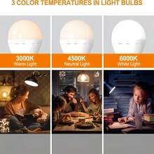 1-2pcs Rechargeable E26 Light Bulb With Remote Control, Touch Switch Battery Powered Bulb With Adjustable Color Temperature & Brightness, Dimmable Backup Bulb For Wall Lamp And Table Lamp, No Hardwiring Required - Various - View 11