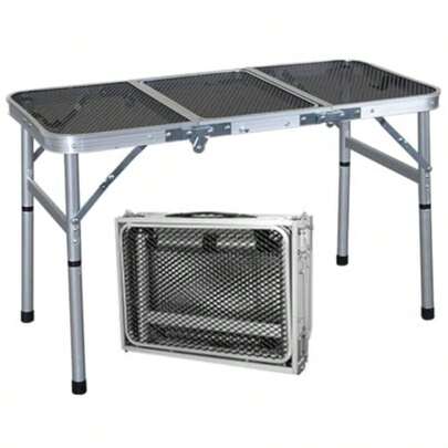 Portable Folding Outdoor Camping Table With Adjustable Height Of 50 Cm 3FT Or 90cm Long Lightweight Small Foldable Table For Camp Picnic BBQ Travel And Outdoor Compact And Collapsible