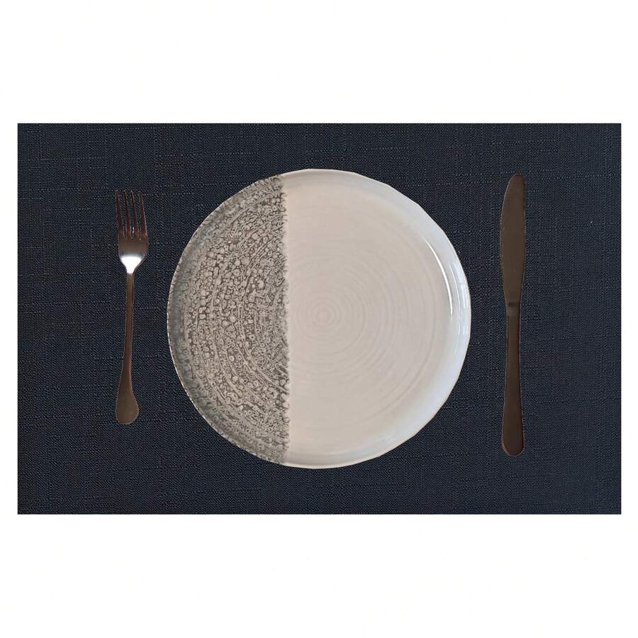 millianess 4pcs Set Modern Minimalist Style Premium Placemats, Latte/Navy/Charcoal/Mustard/Watermelon/Light Grey/Black/Olive Green, Satisfying Different Dining Table Matching Needs. Exquisite Bamboo Grain Design, Delicate Texture, Elevating Natural Upscale Feel And Dining Ambiance. Minimalist Chic Style, Clean Lines, Suitable For Various Home Decor Styles, Showcasing Tasteful Living. - Black - View 1