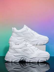 White Sneakers, Men's Casual Sneakers, New Fashionable Sneakers, Comfortable And Lightweight, Versatile Thick-Soled Heightening Sneakers - White - View 2