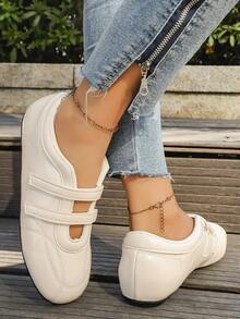 Women's Casual Strap Retro French Mary Jane Flat Round Toe Slip-On Shoes, Comfortable, Lightweight, Fashion, Versatile, Spring/Autumn - White - View 4