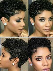 Africa Black People Fashion Lady Small Curly Hair Ball Headwear Micro Roll Wig Europe And America Woman Short Curly Hair - Multicolor - View 5