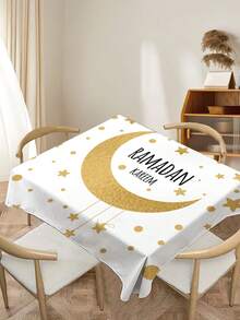1 khăn trải bàn in họa tiết mặt trăng, khăn trải bàn hoạt hình hiện đại bằng polyester hình chữ nhật/tròn chống thấm nước, khăn trải bàn in kỹ thuật số thích hợp cho phòng khách, nhà ở, bàn ăn ngoài trời, bàn tròn nhỏ - Nhiều màu - Xem 12