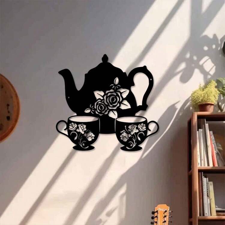 1 Peça Decoração de Parede Bule de Ferro Preto Clássico, Arte de Parede de Metal de 11.81 Polegadas, Adequado para Uso Interno e Externo, Ideal para Sala de Estar, Escritório, Fazenda, Pátio, Varanda - Decoração Elegante para Casa, Decoração de Bule - Preto - Visão 7