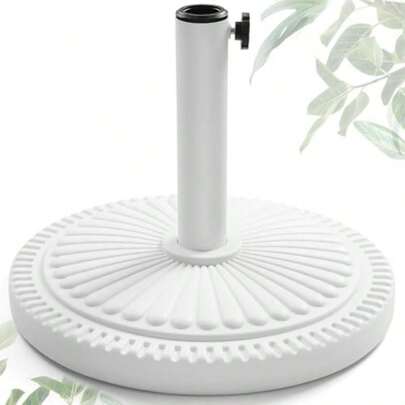 23lb Patio Round Umbrella Base 15" Outdoor Umbrella Weight Stand Heavy-Duty Market Table Base White