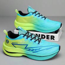 Men's Sports Shoes, Parent-Child Style, Soft Sole, Carbon Board, Running Shoes, Lace-Up - Green - View 4