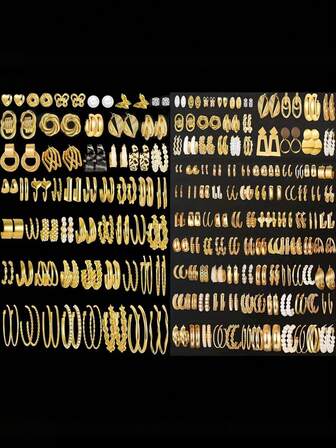 17KM 36/48/72pcs Set Of Fashionable, Simple, Retro, Elegant Metal Rhinestone Twist Hoop Earrings, Suitable For Sisters, Couples, Vacation, Dates, Daily Casual, Parties, Weddings, Christmas, Valentine's Day Gifts