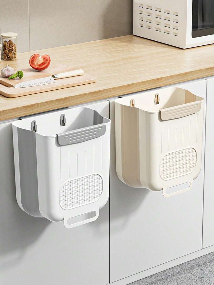 1pc Wall-Mounted Foldable Trash Can, Space-Saving, Suitable For Kitchen, Office