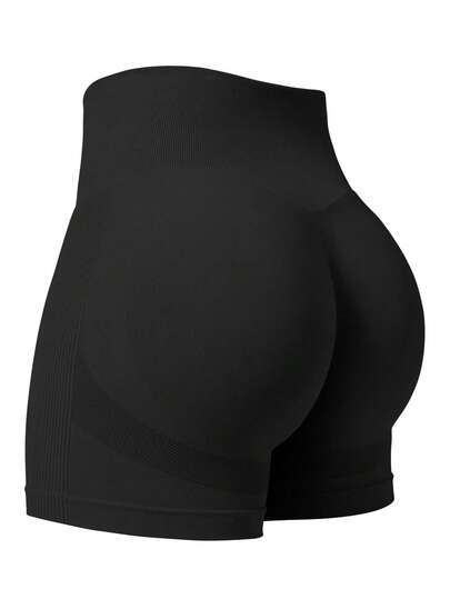 Yefecy Women's High Waisted Seamless Scrunch Shorts,Contour Gym Yoga Biker Workout Active Shorts