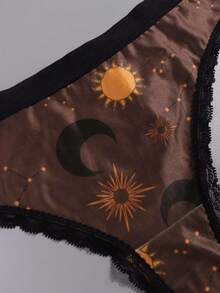 Dircho 6pcs Sexy Cute Gothic Contrast Lace Thongs, Dreamy Galaxy & Skulls & Stars All-Over Print Comfy Intimates Panties, Women's Underwear & Lingerie - Multicolor - View 6