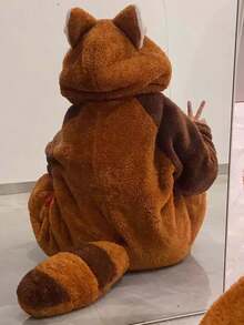 Damen süßer Bär Bademantel - Cartoon niedlicher Waschbär Flanell Bademantel - Nachtwäsche, nicht dehnbarer Stoff, maschinenwaschbar - Gemütlicher Winter Bademantel - Zuhause (Erwachsene) Cartoon Plüsch warmer Kapuzen Bademantel