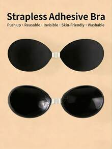 Invisible Silicone Push-Up Bra (Upgraded Version: Stronger Adhesiveness) - Women's Adhesive Bra Pads, Suitable For Weddings, Parties, Bars, Beaches, Performances, Romantic Dates, Backless And Strapless Outfits, Perfect Gift And Bra Accessory. - Black - View 5