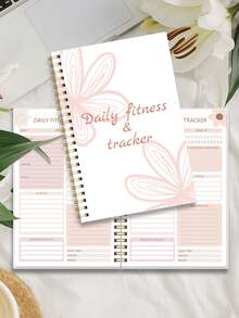 1pc A5 Minimalist Fitness Planner Notebook - Includes Weight Tracker, Gym Workout Log, Meal Tracker And Note-Taking, For Tracking Fitness Goals And Daily Motivation, Unisex, School/Office Supplies - Baby Pink - View 3