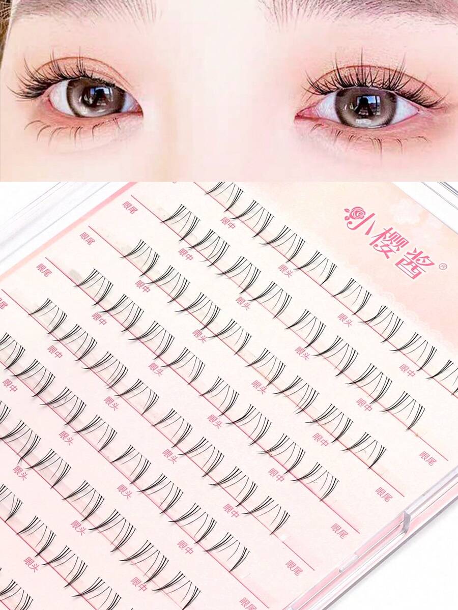 80 Clusters Individual Cluster Lashes DIY Lash Extension Crossed Wispy Soft Daily Cluster Lashes Thin Band Natural False Eyelashes Lash Clusters, Eyelash Clusters, Individual Eyelashes,Lashes,Fake Lashes - Black - View 1