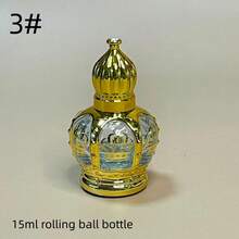 Botella de bola rodante con grabado dorado, diseño de estilo de Oriente Medio - Botella de perfume/aceite esencial de lujo portátil, recargable y a prueba de fugas - Dorado - Ver 13