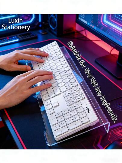 1pc Ergonomic Acrylic Keyboard Stand, Available In 78-Key And 108-Key Sizes, Essential For Long-Term Office Workers. Tilted Design For Comfortable Typing, Dust-Proof, Suitable For Home And Office Use. Modern Design, Easy To Store. Keyboard Tray Suitable For Office Workers, Programmers, Copywriters, And Those Who Use Keyboards For Extended Periods.