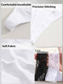 5pcs/Pack Sexy Lace Thong Panties, Low Waist High Elasticity V-Waist G-String Underwear, Spring/Summer