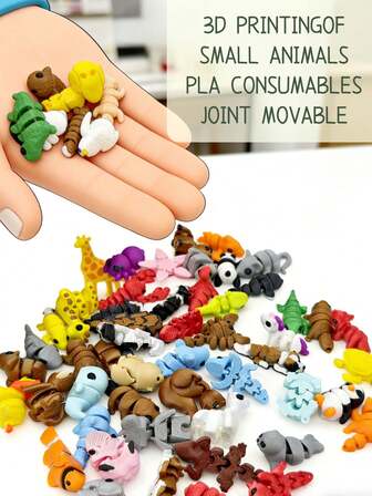 3d Small Animals 60 Non-Repetitive Joint Movable Printed Toy Models, Ocean Series, Jurassic Series, Stress-Relieving Toy Small Animals 3D Printed Cute Animal Toys For Home, Office, Christmas Decoration, Executive Desk, Suitable For Halloween, Christmas, Thanksgiving, Boys' And Girls' Birthday Gifts