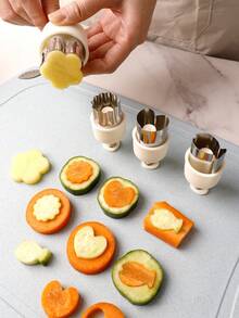 Conjunto de 4 moldes de aço inoxidável prensados em formato de flor e peixe, ideais para fazer bolinhos, raviólis, legumes, frutas e biscoitos. Utensílios de cozinha multifuncionais e criativos, perfeitos para preparar massa borboleta de legumes, massa para bolinhos, biscoitos de desenho animado e papinhas para bebês. Moldes criativos prensados. - Multicolorido - Ver 2