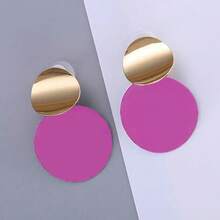 1 Coppia di orecchini a bottone rotondi e curvi per donna, orecchini pendenti a disco bicolore in stile vintage per matrimonio/banchetto/vacanza/discoteca/uso quotidiano, regalo di gioielleria in stile Y2K per anniversario/festa della mamma/San Valentino/Natale - Orecchini a pezzo - Visualizzare 8