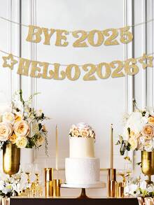 Żegnaj 2025 Witaj 2026 Baner Szczęśliwego Nowego Roku Baner Szczęśliwego Nowego Roku Dekoracje 2026 Żegnaj 2025 Dekoracje 2026 Brokatowe złote artykuły imprezowe - Złoto - Zobacz 3