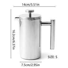 1 pièce Cafetière à piston en acier inoxydable 304 argent de 350/800/1000 ml, théière multifonction pour usage domestique, mousseur à lait, résistant à la chaleur et incassable, pot en acier inoxydable 304 3-en-1 pour café filtre, infusion de thé, moussage de lait - Multicolore - Voir 14