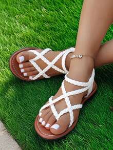 1 đôi dép xăng đan đế bằng co giãn, dễ thương cho trẻ em, thích hợp cho mùa hè, phù hợp với kích cỡ của mẹ, thích hợp cho các chuyến đi chơi, kỳ nghỉ, du lịch, bãi biển và vui chơi dưới nước. - Màu be - Xem 8