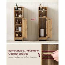 Small Bathroom Storage Corner Floor Cabinet With Door 20 X 18 X 80 Cm Bathroom Organizer Narrow Toilet Paper Storage Cabinet Adjustable Shelves Honey Brown UBBK310K01 - 蜜棕色 - 查看 6