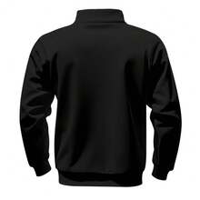 Otoño e invierno hombres pesan más terciopelo simple retro medio cremallera cuello de pie relajado suéter casual hombre - Negro - Ver 4