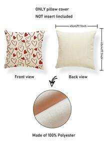 2Pcs Valentine's Day Geometric Check Striped Heart Pattern Pillowcase, Farmhouse Pillowcase, Holiday Party Decoration Home Sofa Living Room Bedroom Bed Sofa Chair Cushion Cover (Unfilled) - Red and White - View 2