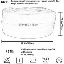 Puff Gigante de 6 pies para Muebles de Sala de Estar para Adultos, Redondo, Suave, Esponjoso, de Piel sinttica, BeanBag, Funda para sof Cama Perezoso sin Relleno - Marrón oscuro - Ver 3