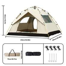 Gold Outdoor Shelter Automatic Pop-Up Tent, Sunshade,Portable Camping Tent ForTravel, Beach, Fishing,2-3/3-4Person Waterproof - Vàng - Xem 9