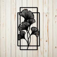 1 Stück Ginkgo Blatt Metall Wanddekoration - Modernes minimalistisches schwarzes Blattdesign, 15.75 Inch quadratische Metall Wandkunst Dekoration, geeignet für Wohnzimmer, Schlafzimmer oder Büro, natürliche Heimdekoration, perfektes Einweihungsgeschenk, Ginkgo Baum Dekoration - Schwarz - Übersicht 8